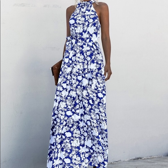 Boho Gypsy Halter Belted Maxi Dress New - Picture 9 of 12